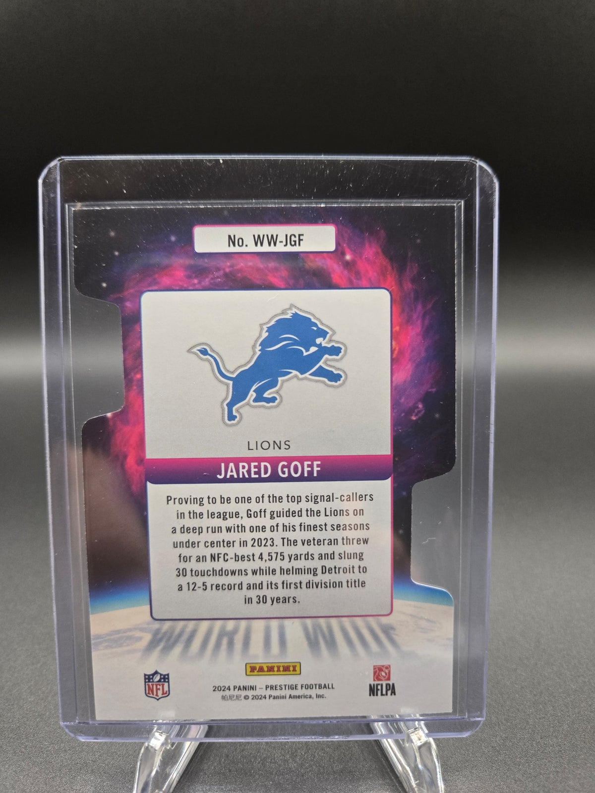 2024 Panini Prestige #WW-JGF Jared Goff World Wide Card