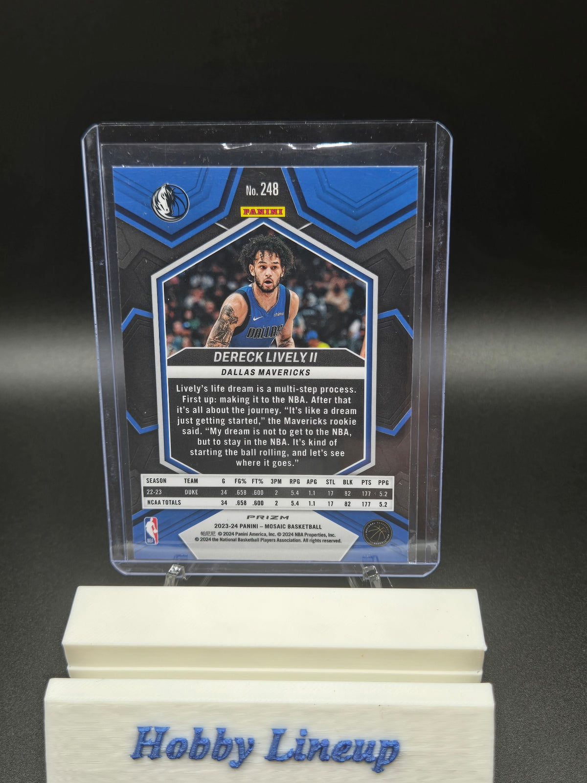 2023-24 Panini Mosaic Dereck Lively II Reactive Blue #248 Dallas Mavericks Card