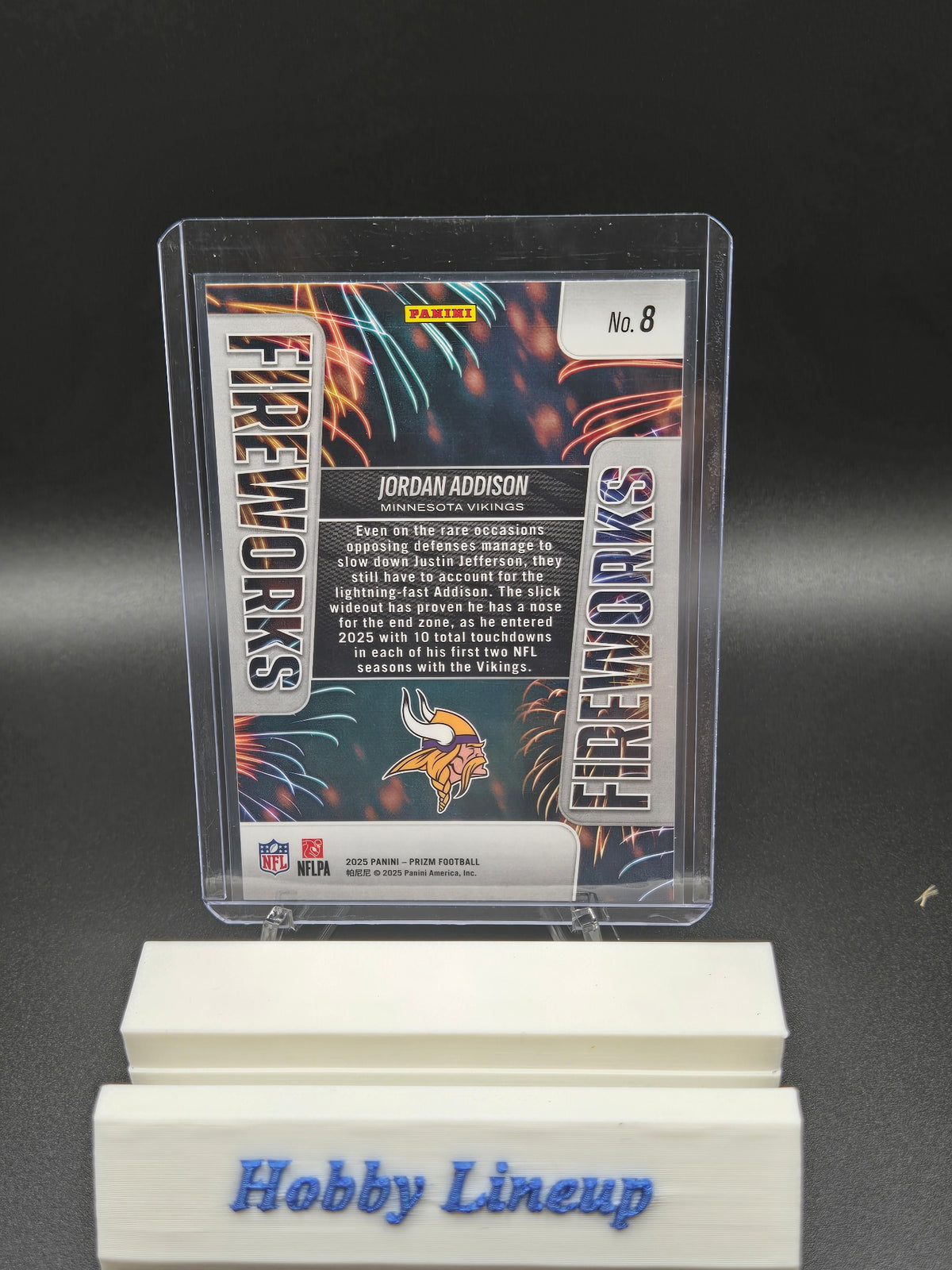 Jordan Addison 2025 Panini Prizm #8 Fireworks Minnesota Vikings Card