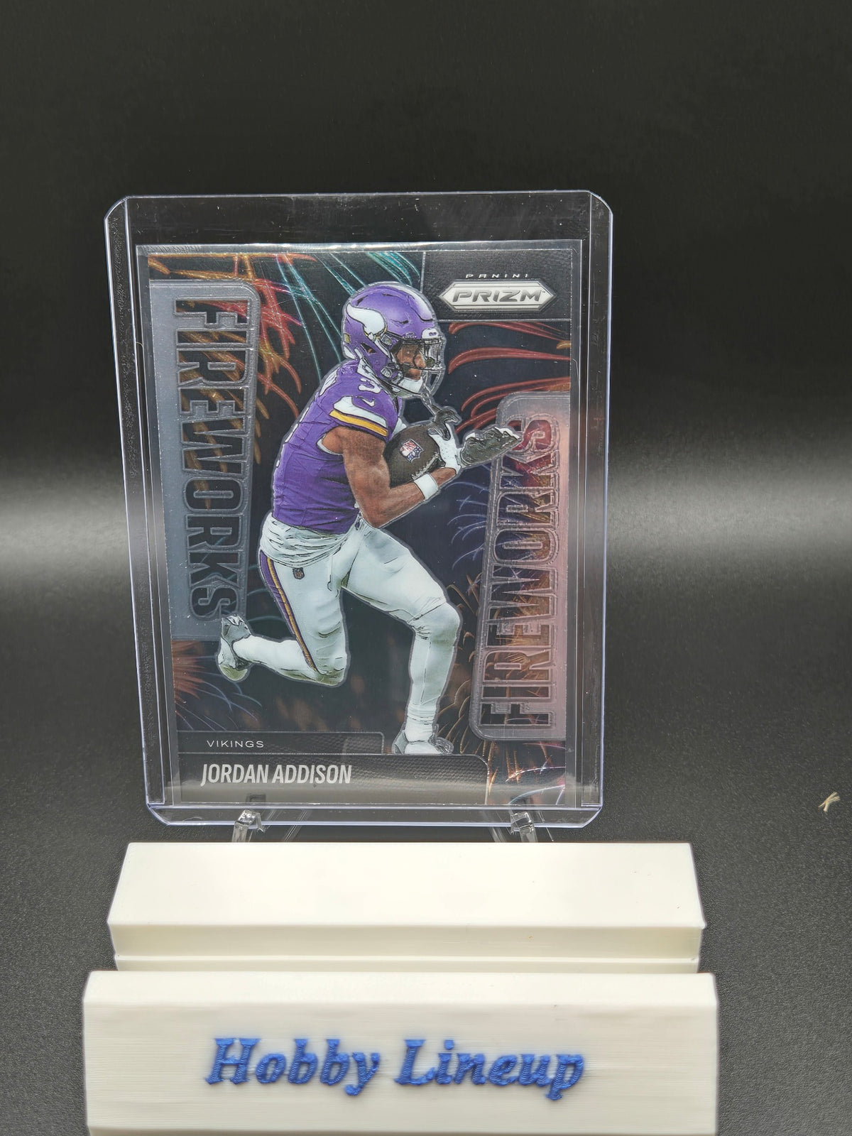 Jordan Addison 2025 Panini Prizm #8 Fireworks Minnesota Vikings Card