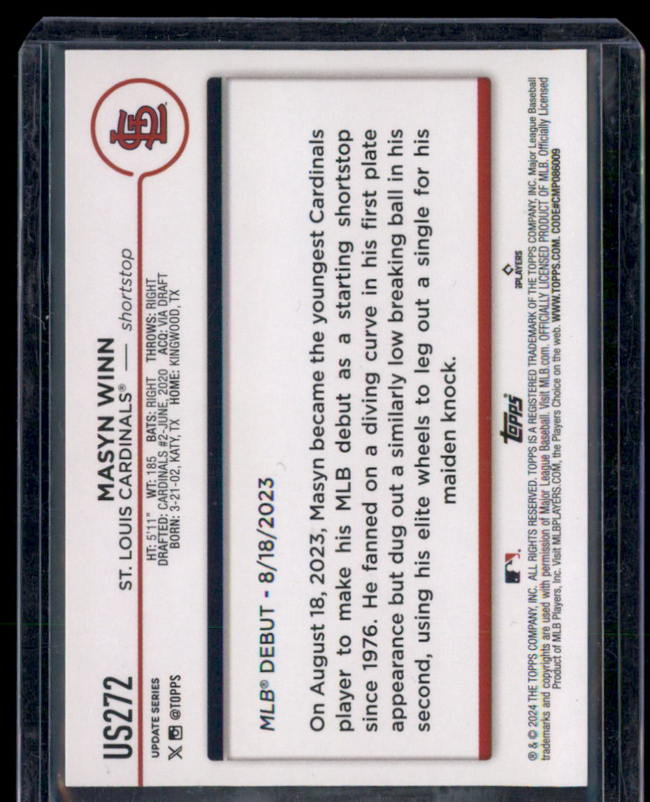 2024 Topps Update #US272 Masyn Winn Silver Crackle Foilboard Card