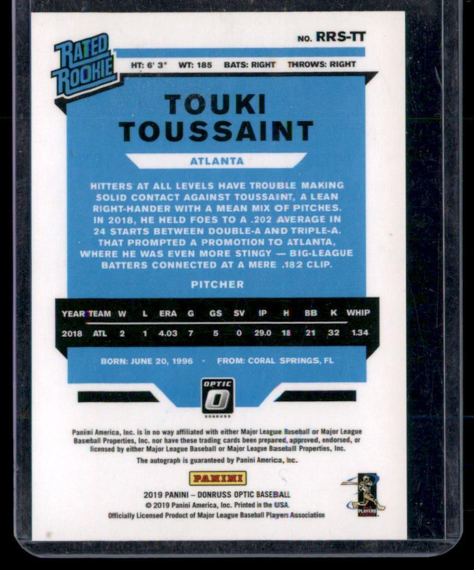 2019 Donruss Optic #RRS-TT Touki Toussaint Chrome Auto Rookie Card