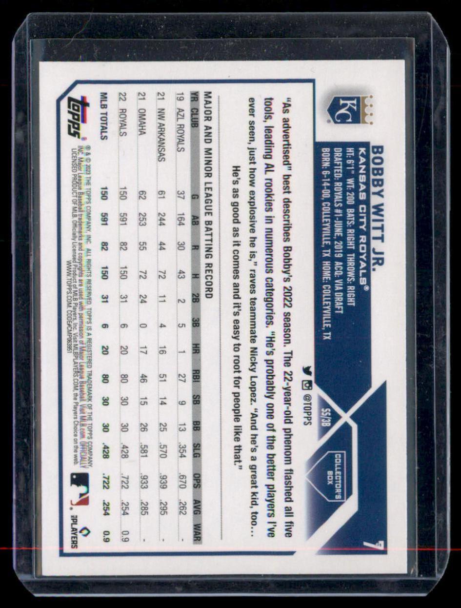 Bobby Witt Jr. 2023 Topps #7 Series 1 Silver Patterned Foilboard Card