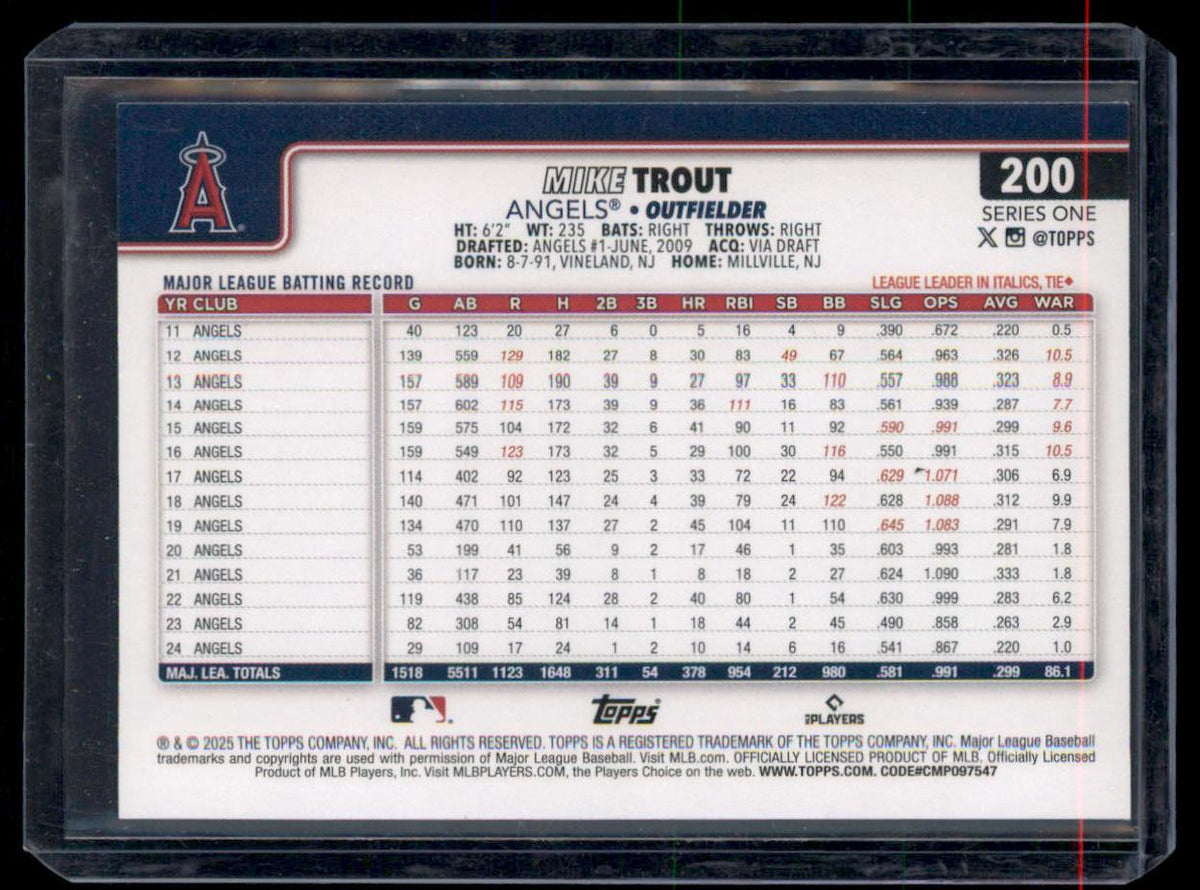 2025 Topps Silver Diamante Mike Trout Angels #200