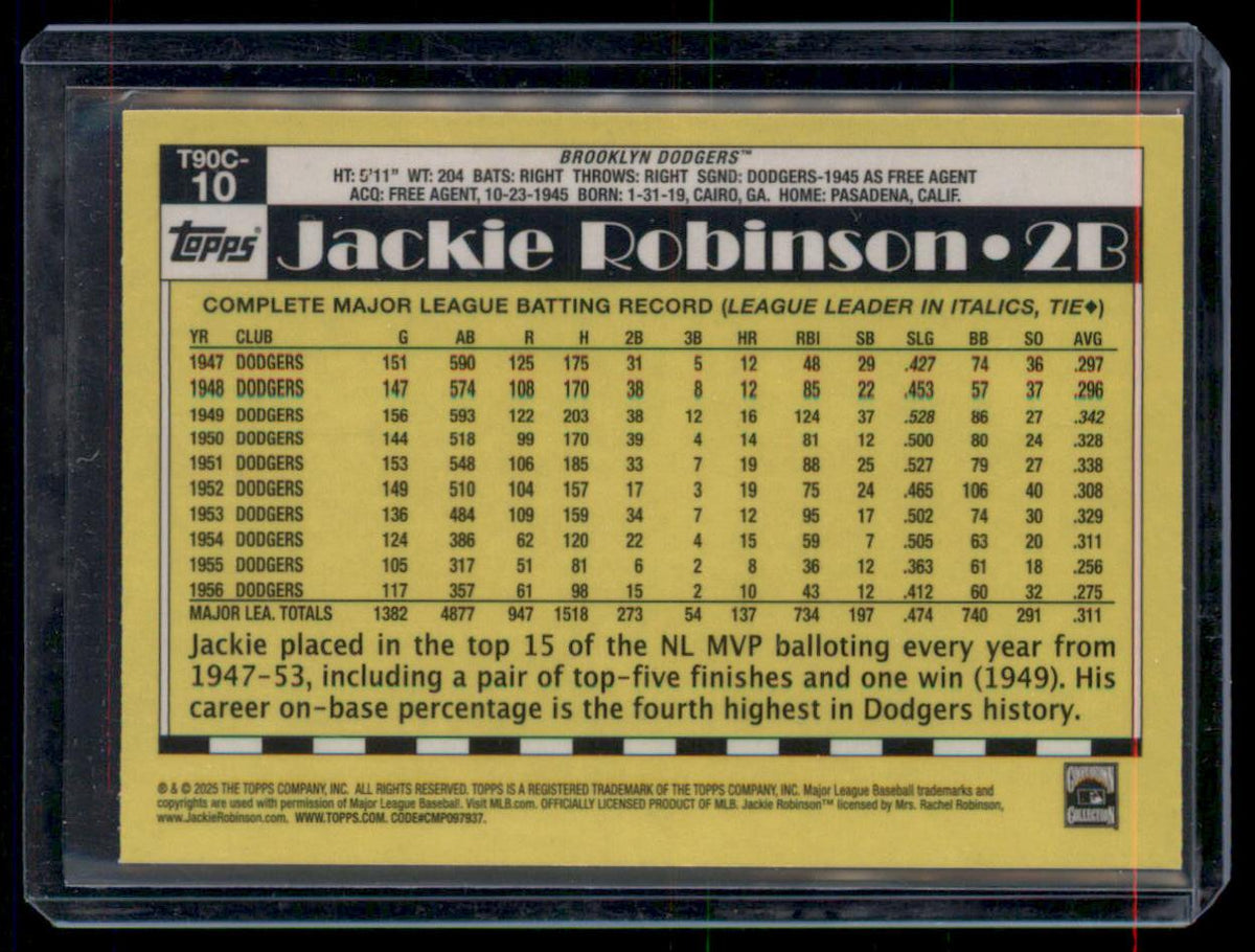 2025 Topps #T90C-10 Jackie Robinson 1990 Topps Baseball 35th Anniversary Brooklyn Dodgers