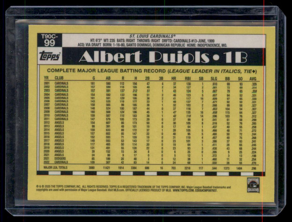 2025 Topps Series 1 - 1990 Topps Chrome Silver Pack Albert Pujols #T90C-99