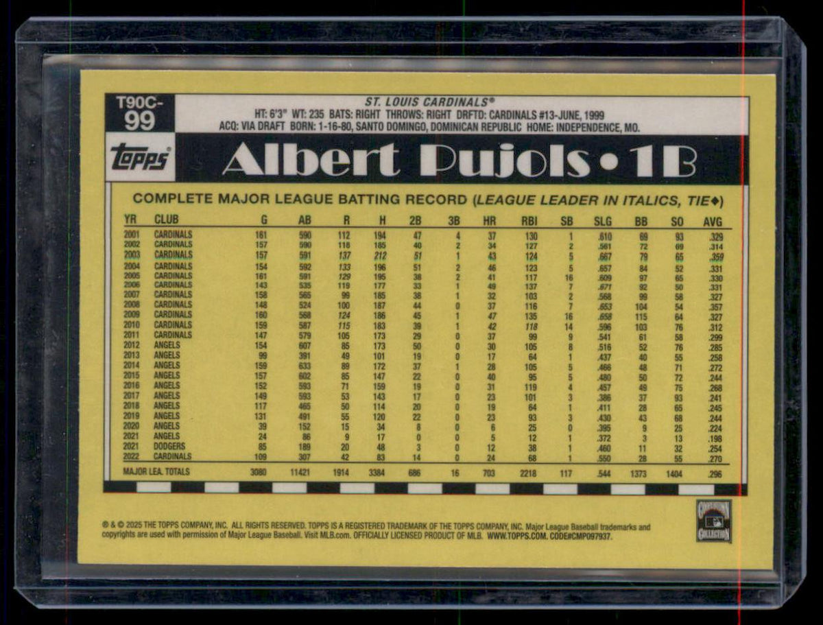 2025 Topps Series 1 - 1990 Topps Chrome Silver Pack Albert Pujols #T90C-99