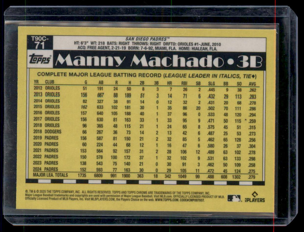 2025 Topps #T90C-71 Manny Machado Baseball 35th Anniversary Chrome (Series One)