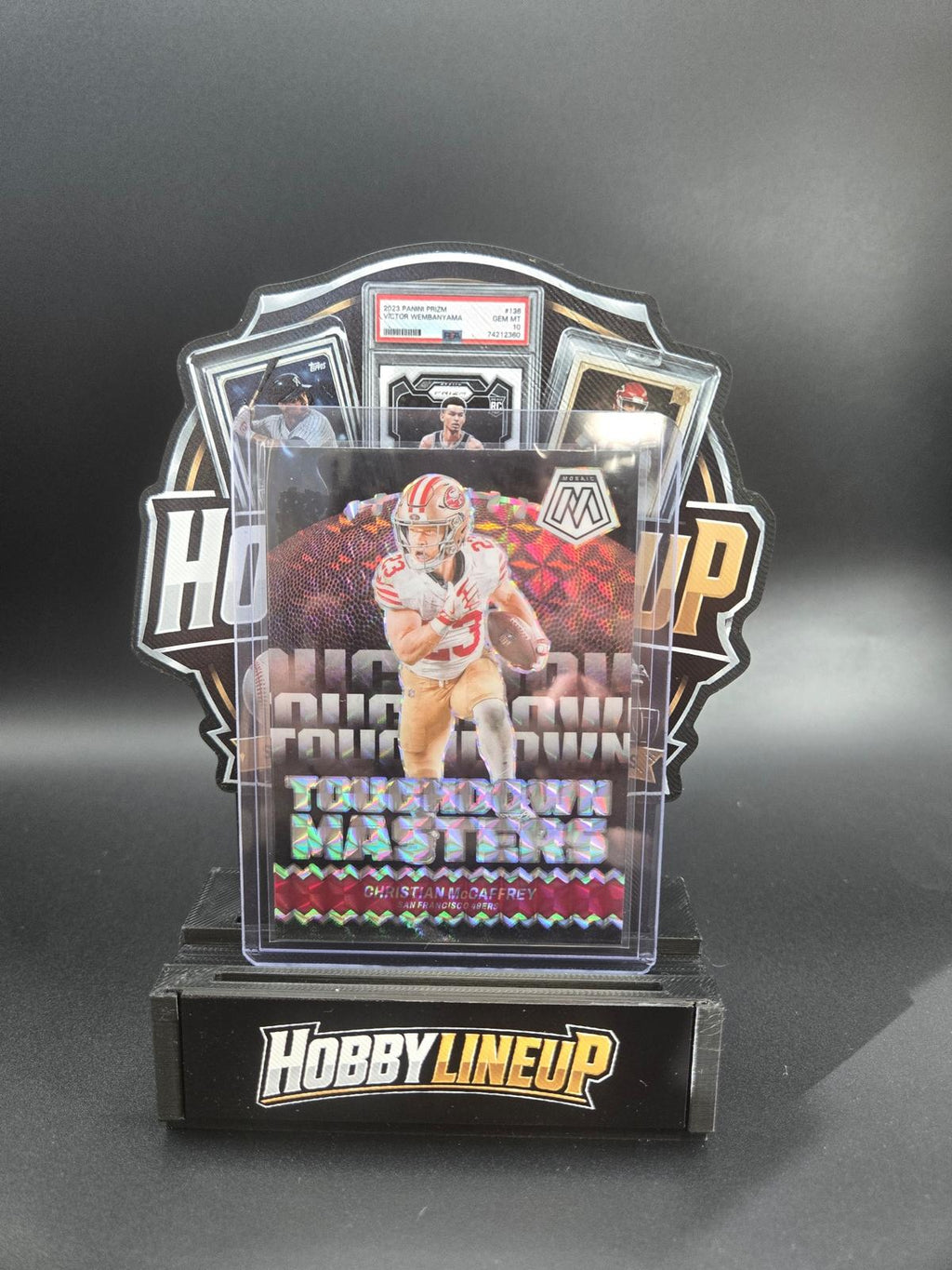 2024 Panini Mosaic #TM-MMY Christian McCaffrey Touchdown Masters Mosaic Green Card