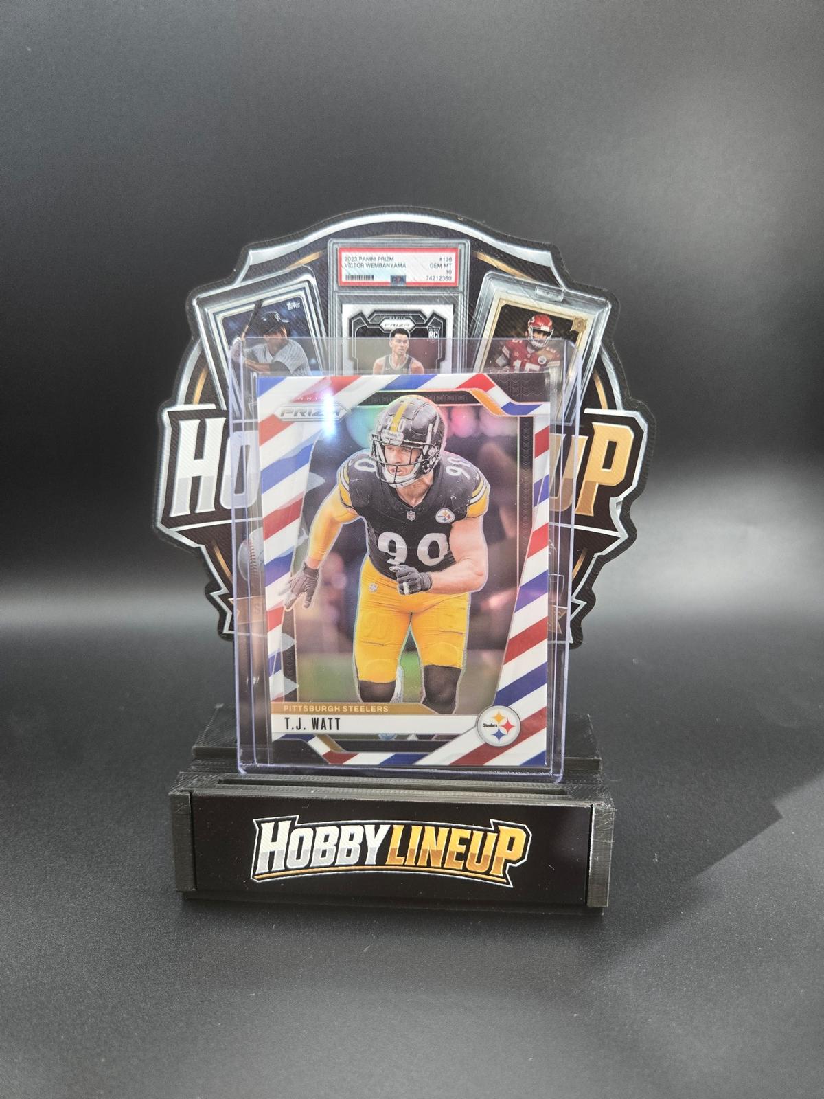 2024 Panini Prizm #245 T.J. Watt Red White and Blue Card